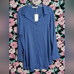 Comfy Blue Button-Down Dress for Women